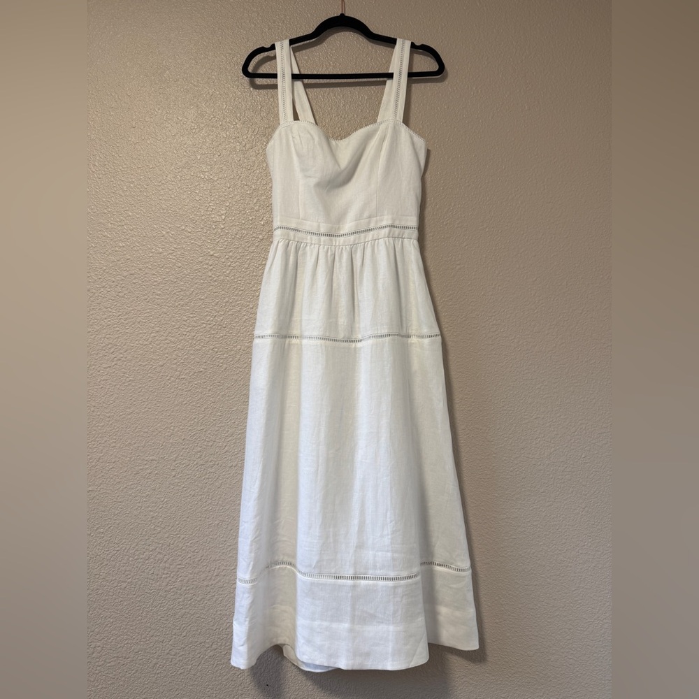 NWOT Reformation Everett Linen Midi Dress White A-Line Summer Vacation 8 Bridal - Picture 5 of 11